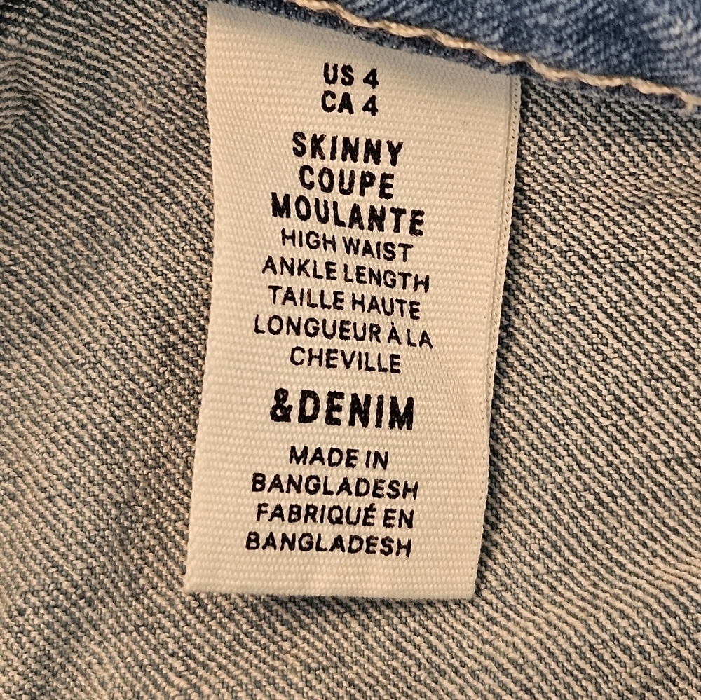 &Denim High Waist Skinny Coup Moulante Blue Jeans Sz US 4 EUC - Picture 3 of 7